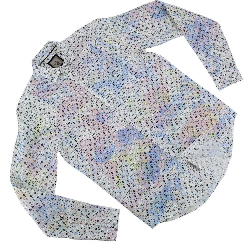Floral Print Linen Shirt - Multicolor Tie Dye Shirts Eight-X