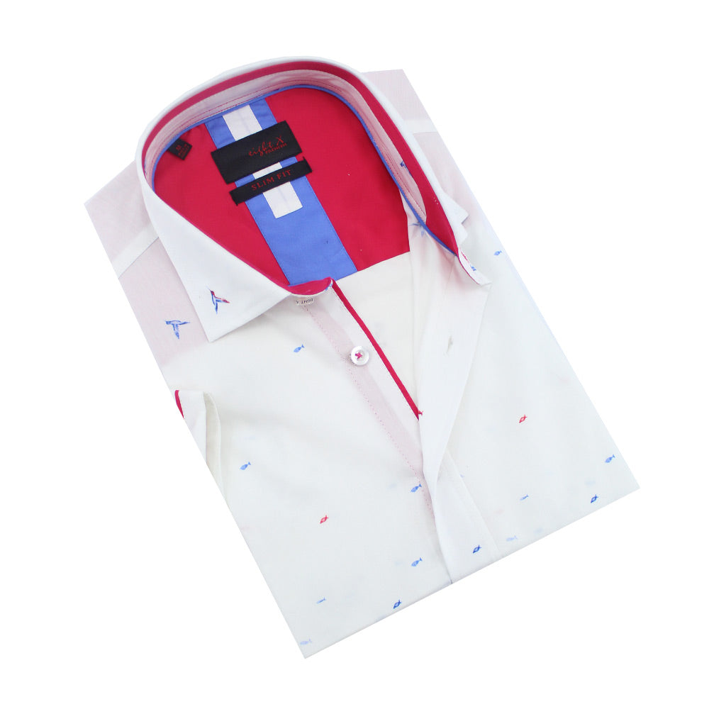 Fluttering Hummingbird and Flounder Short Sleeve Shirt Shirts Eight-X WHITE S