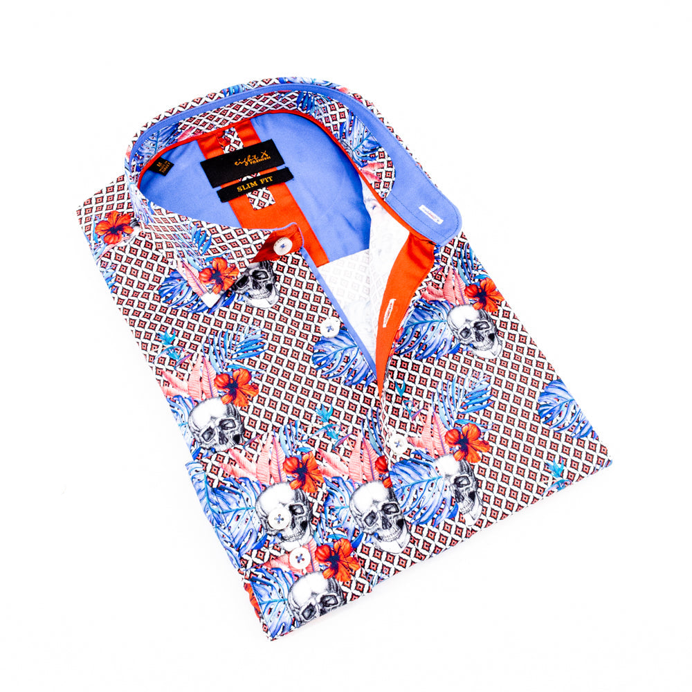 Hibiscus Haunt Button Down Shirt Shirts EightX MULTI S