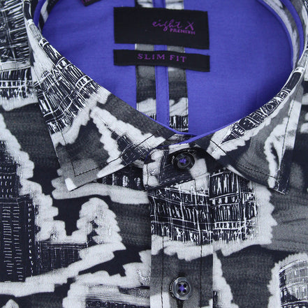 Historical Monuments Print Button Down Shirt Shirts Eight-X