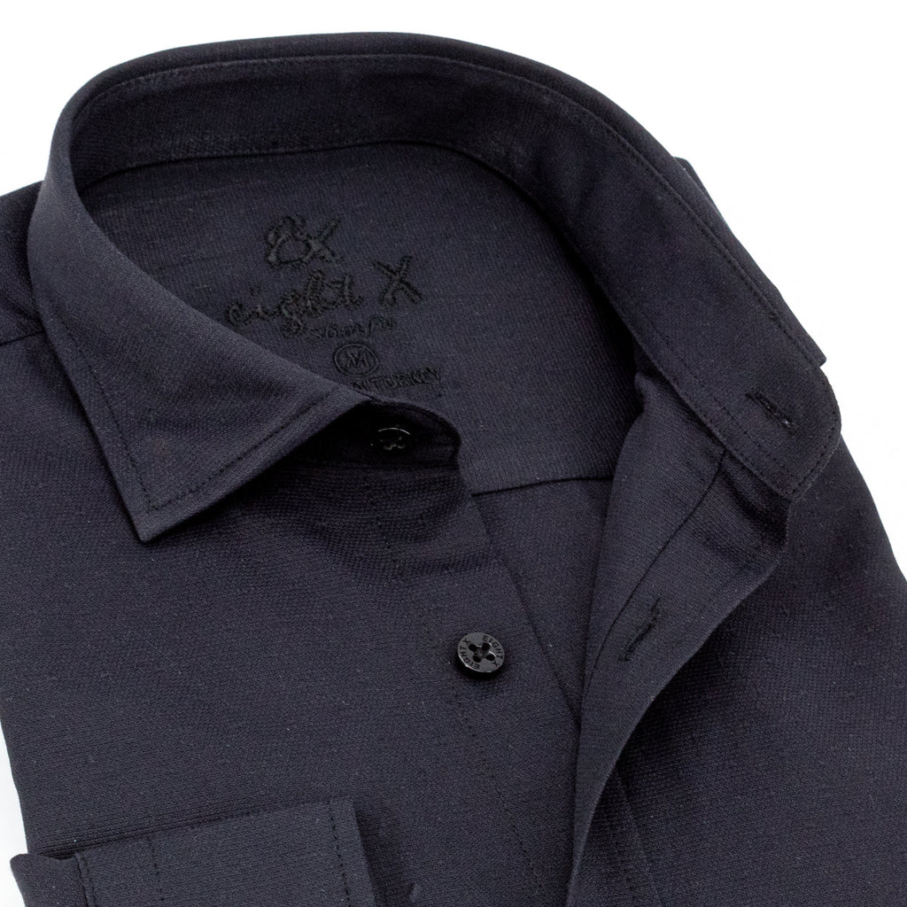 Jacquard Button Down Shirt - Black Shirts EightX