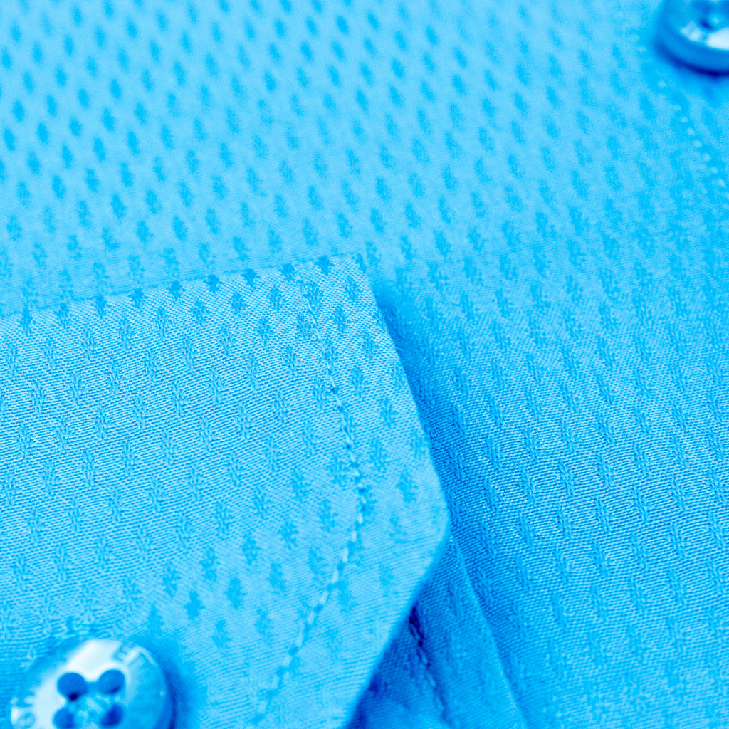 Jacquard Button Down Shirt - Ocean Blue Shirts EightX