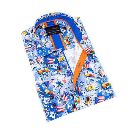 La Hora Feliz Button Down Shirt Shirts EightX BLUE S