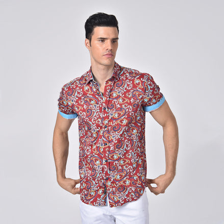Large Paisley Print Short Sleeve Shirt Shirts Eight-X