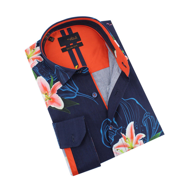 Lily Button Down Print Shirt Shirts Eight-X NAVY S