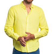 Linen Button Down Shirt - Yellow Shirts Eight-X