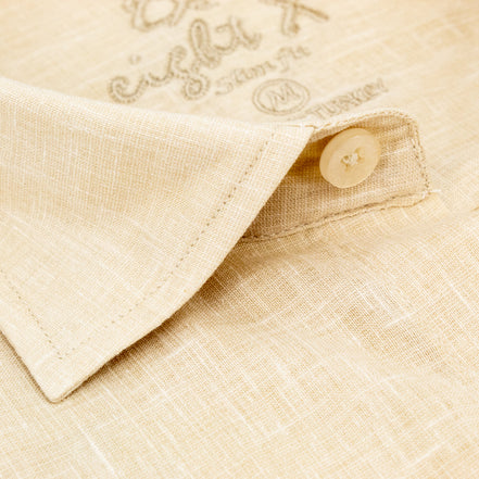 Looks Like Linen Button Down Shirt - Beige Shirts Eight-X