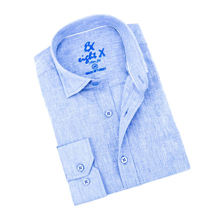 Looks Like Linen Button Down Shirt - Blue Shirts Eight-X BLUE S