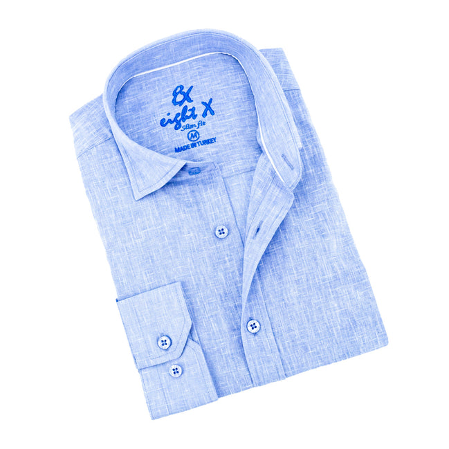 Looks Like Linen Button Down Shirt - Blue Shirts Eight-X BLUE S