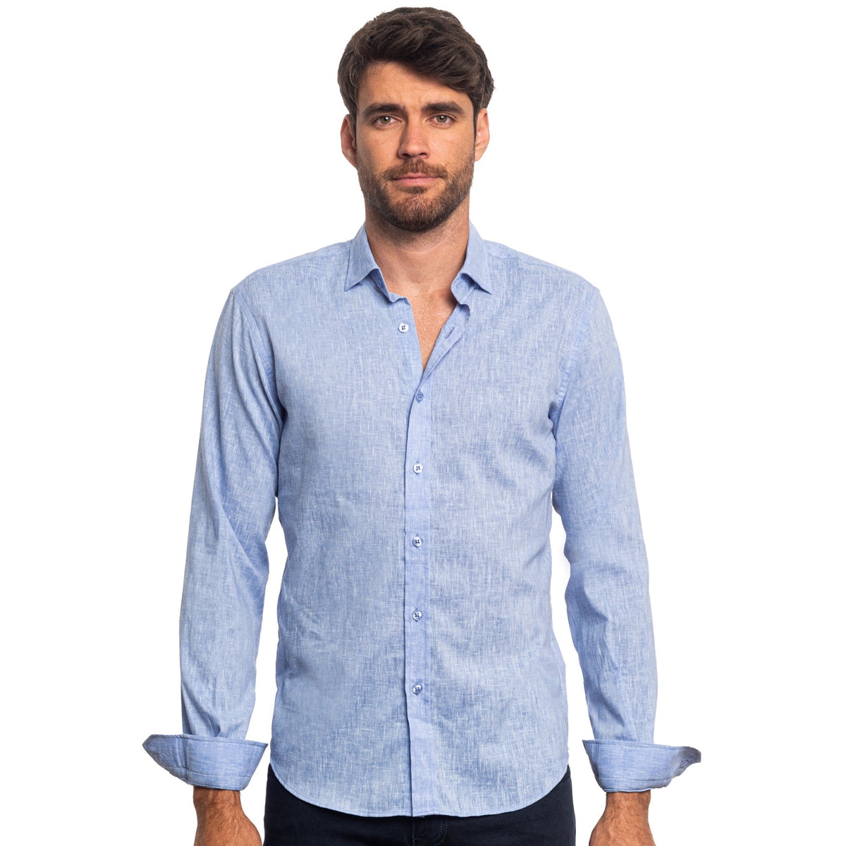 Looks Like Linen Button Down Shirt - Blue Shirts Eight-X