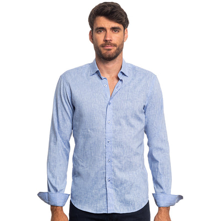 Looks Like Linen Button Down Shirt - Blue Shirts Eight-X