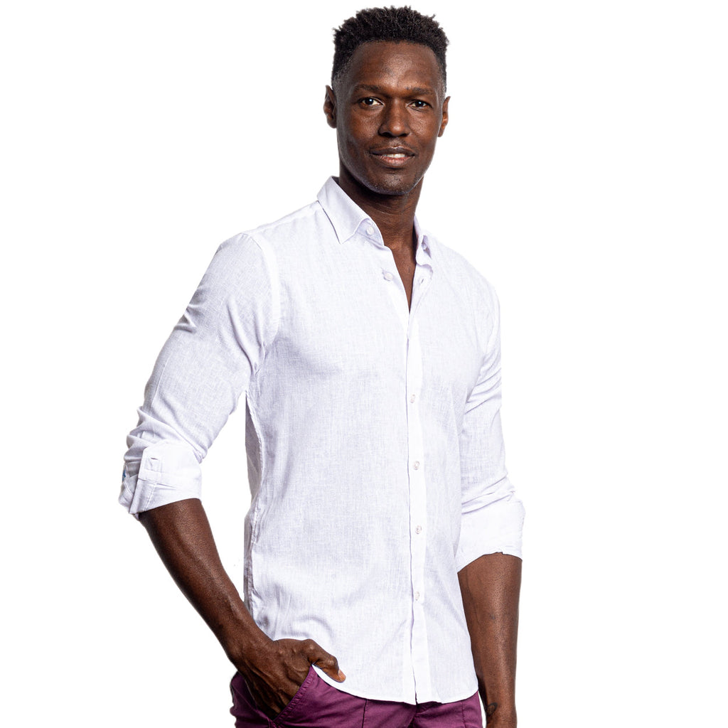 Looks Like Linen Button Down Shirt - White Shirts Eight-X