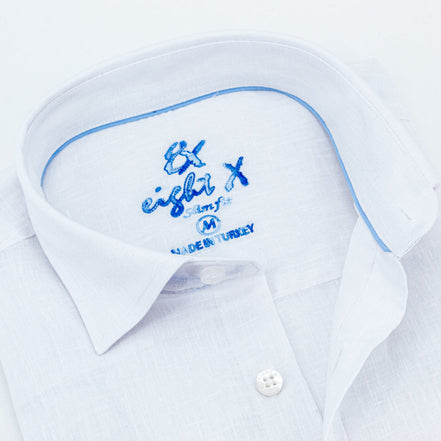 Looks Like Linen Button Down Shirt - White Shirts Eight-X