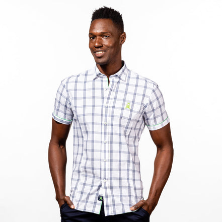 Lucas Frog Seersucker Short Sleeve Shirt - White Shirts EightX