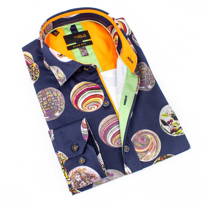 Marble System Button Down Shirt Shirts Eight-X NAVY S