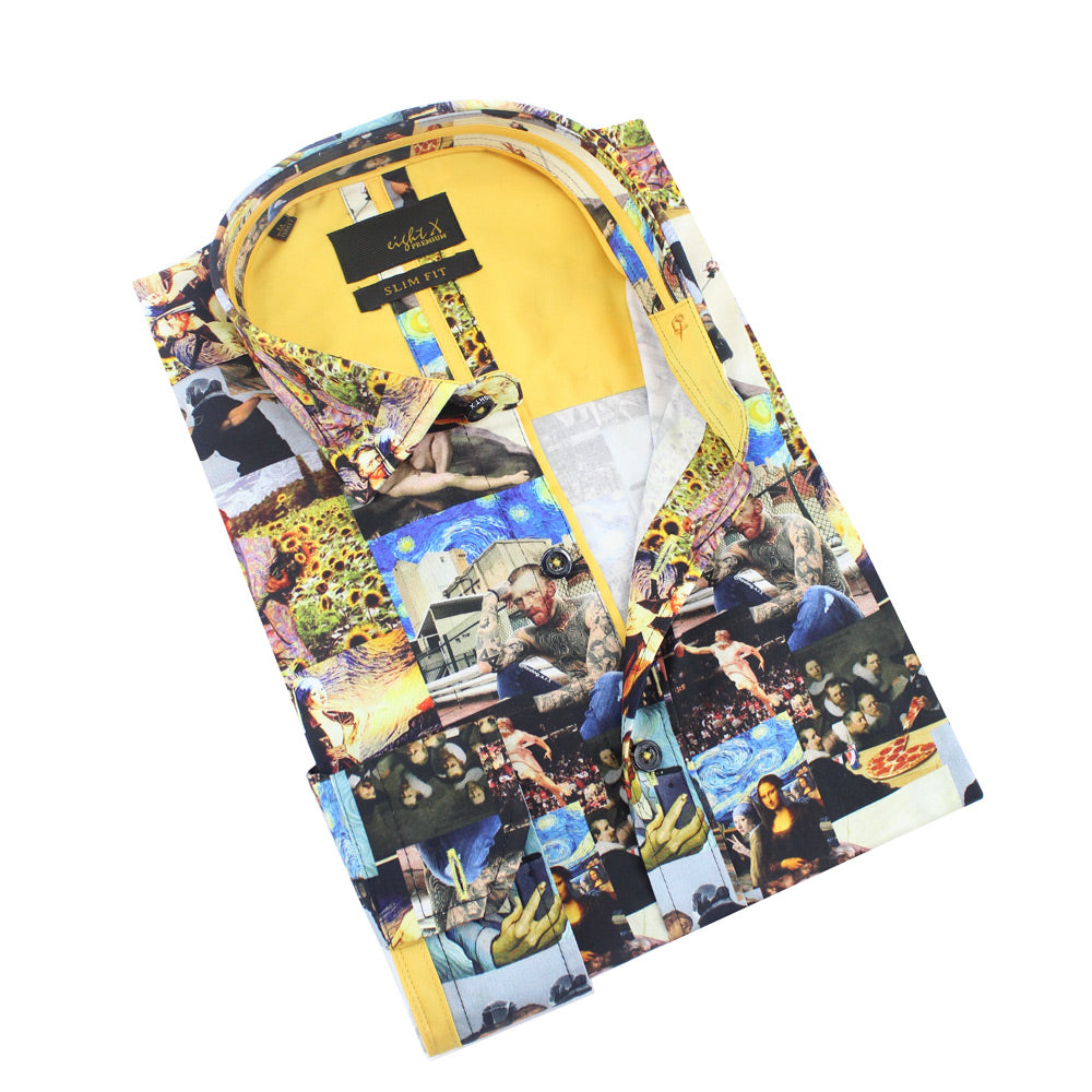 Millennial Van Gogh Button Down Print Shirt Shirts Eight-X MULTI S