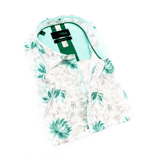 Mint Breeze Short Sleeve Linen Shirt Shirts Eight-X GREEN S