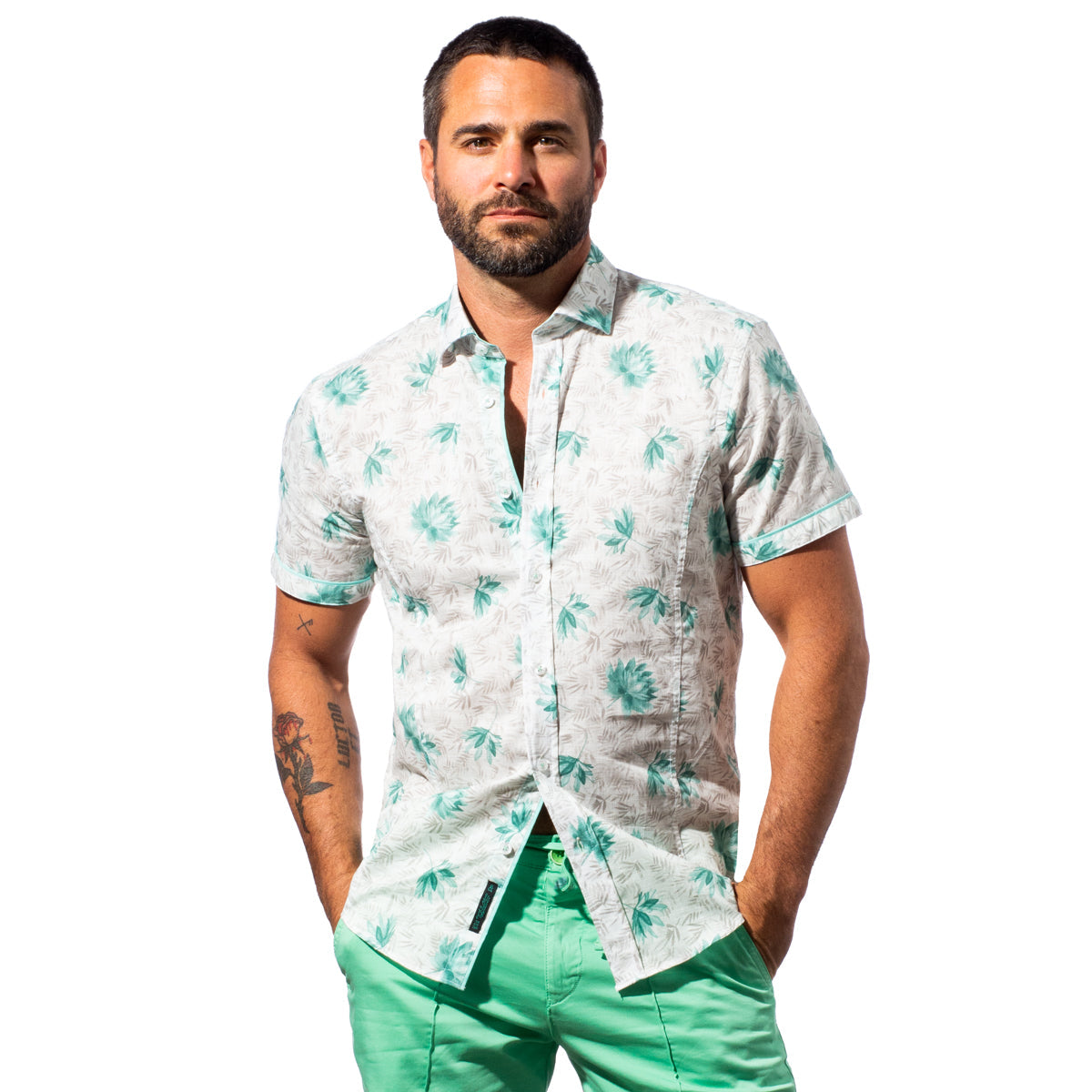 Mint Breeze Short Sleeve Linen Shirt Shirts Eight-X