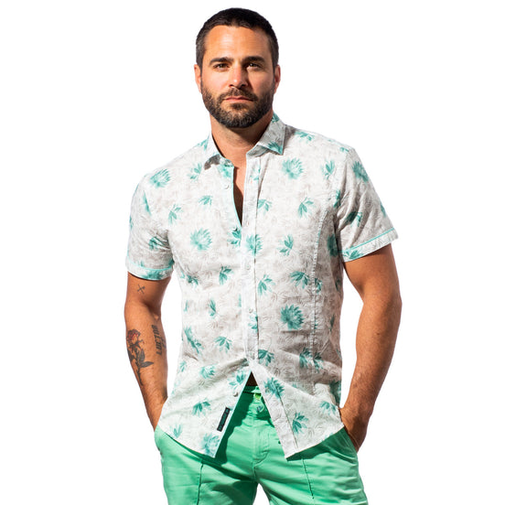 Mint Breeze Short Sleeve Linen Shirt Shirts Eight-X