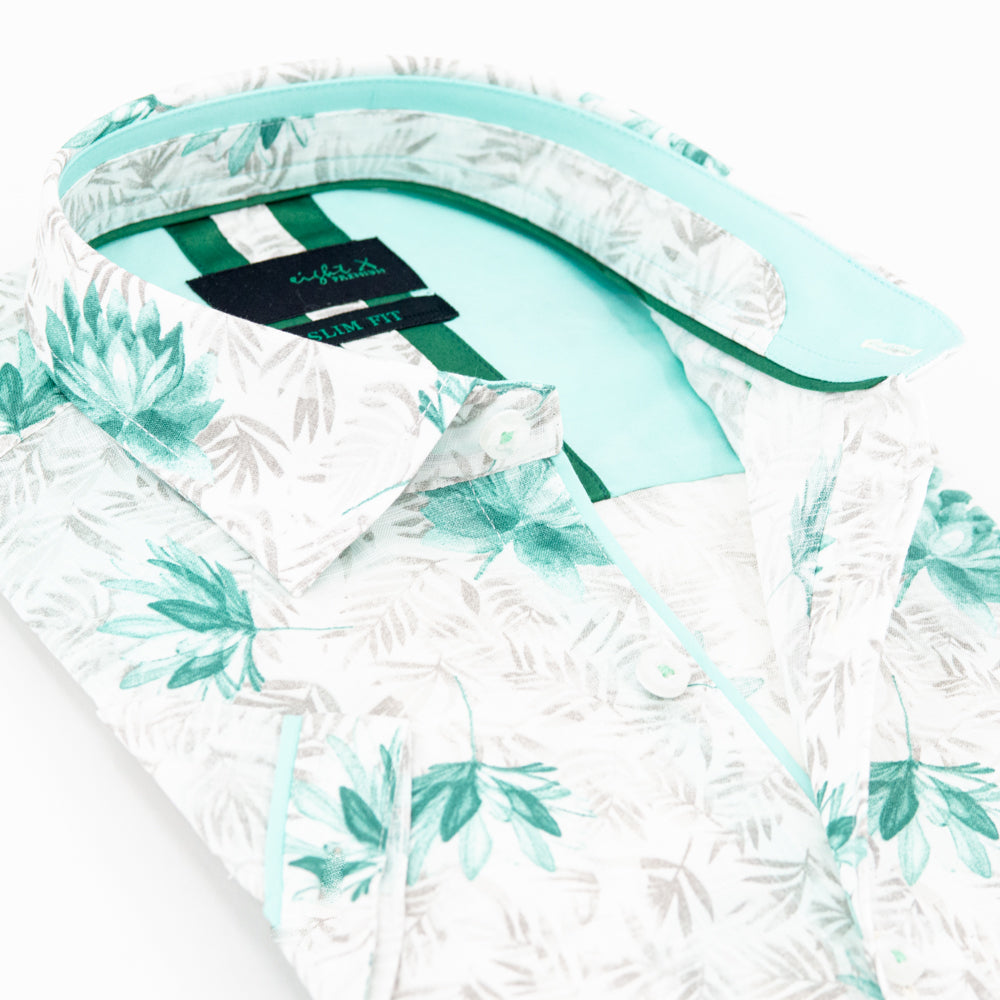 Mint Breeze Short Sleeve Linen Shirt Shirts Eight-X