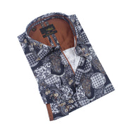 Moroccan Tapestry Paisley Button Down Shirt Shirts Eight-X BLACK S