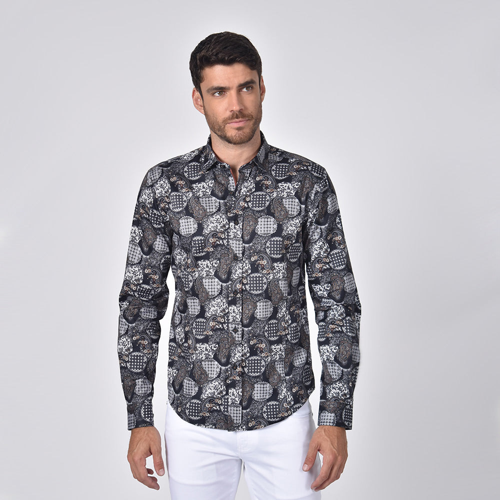 Moroccan Tapestry Paisley Button Down Shirt Shirts Eight-X