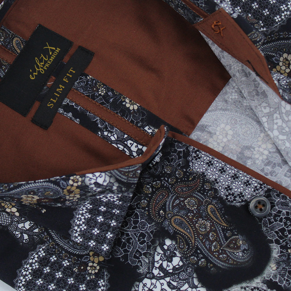 Moroccan Tapestry Paisley Button Down Shirt Shirts Eight-X