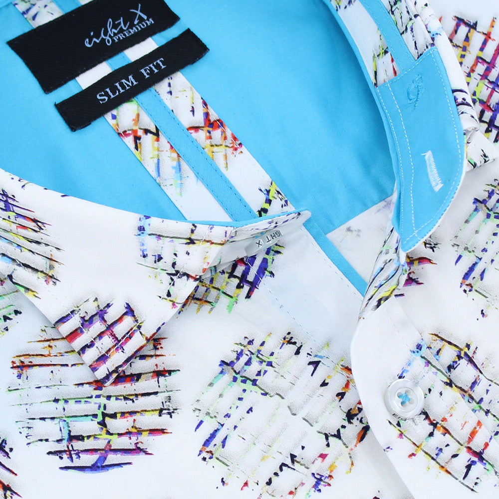 Multicolored Waffle Fries Button Down Print Shirt Shirts Eight-X