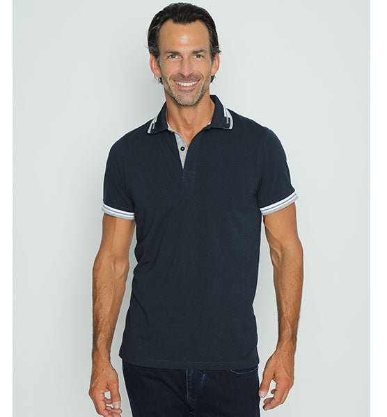 Navy Polo With Red And White Trim Shirts EightX