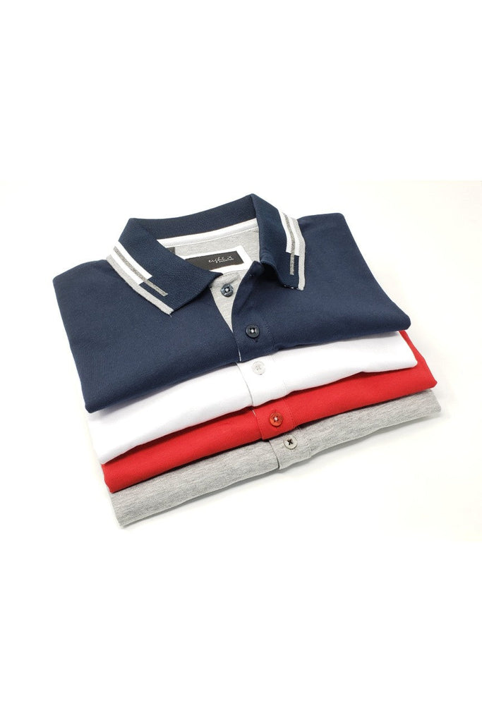 Navy Polo With Red And White Trim Shirts EightX