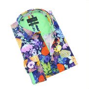 Neon Pineapples on a Bed of Flowers Button Down Shirt Shirts Eight-X MULTI S