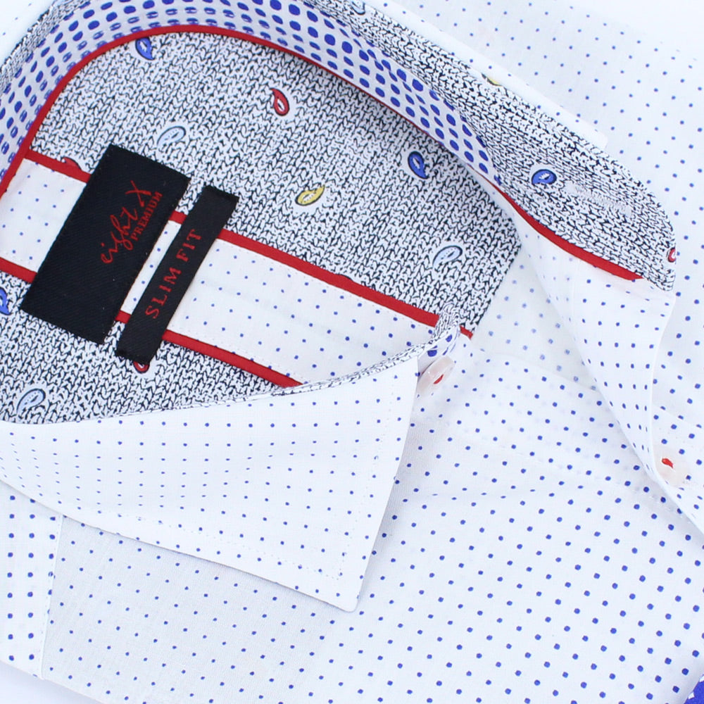 Ombre' Royal Blue Polka Dot Button Down Shirt Shirts Eight-X