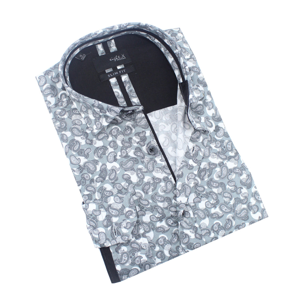 Paisley on Paisley Button Down Shirt Shirts Eight-X GREY S