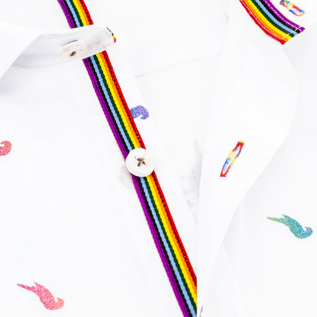 Parrot Punch Foil Short Sleeve Shirt - White Shirts Eight-X