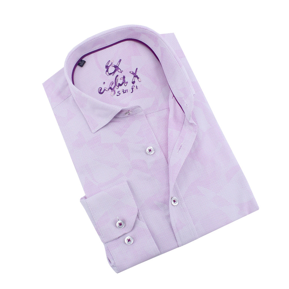 Pink Geo-Shapes Button Down Jacquard Shirt Shirts Eight-X PINK S