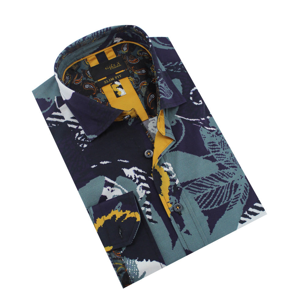 Pixelated Garden Print Shirt Shirts Eight-X MULTI S