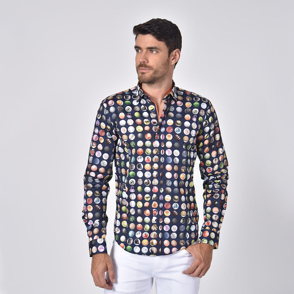 Polka Dot Collage of All Things Circle Button Down Shirt Shirts Eight-X