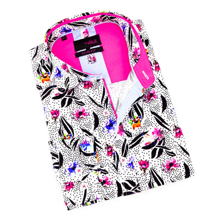 Pop of Pink Button Down Shirt Shirts EightX WHITE S