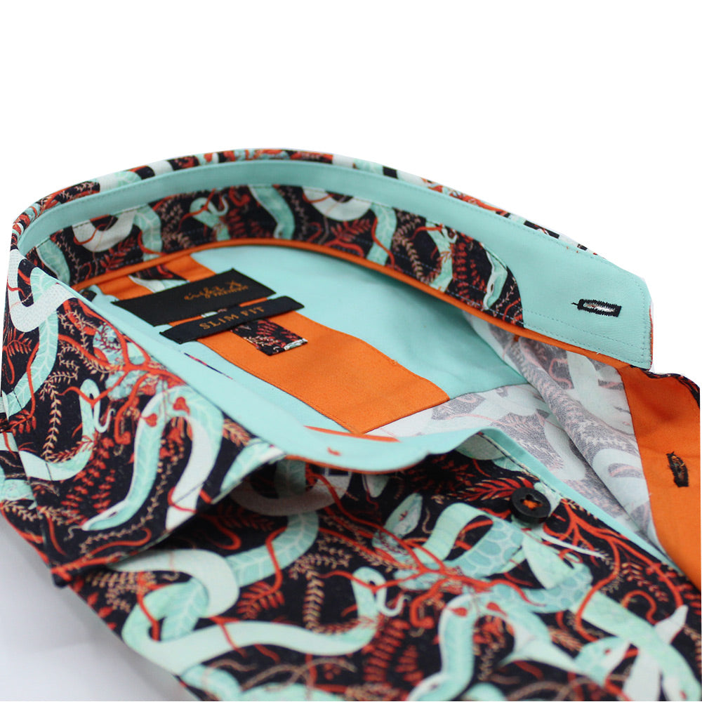 Red Ivy and Mint Serpent Button Down Shirt Shirts Eight-X