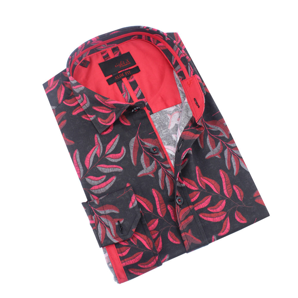 Red Leaves Button Down Shirt Shirts Eight-X RED S