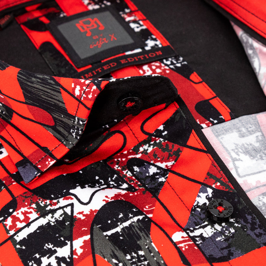 極上 RED MOON ループカラー フラップポケット カウレザー シャツ 極上 RED MOON ループカラー フラップポケット カウレザー シャツ