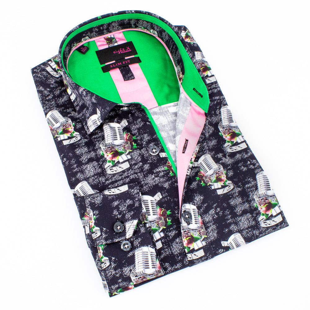 Rock N' Rose Button Down Shirt Shirts Eight-X BLACK S