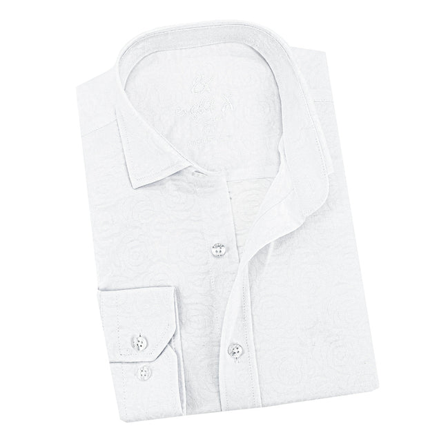 Roses Limited Edition Jacquard Button Down Shirt - White Shirts EightX WHITE S