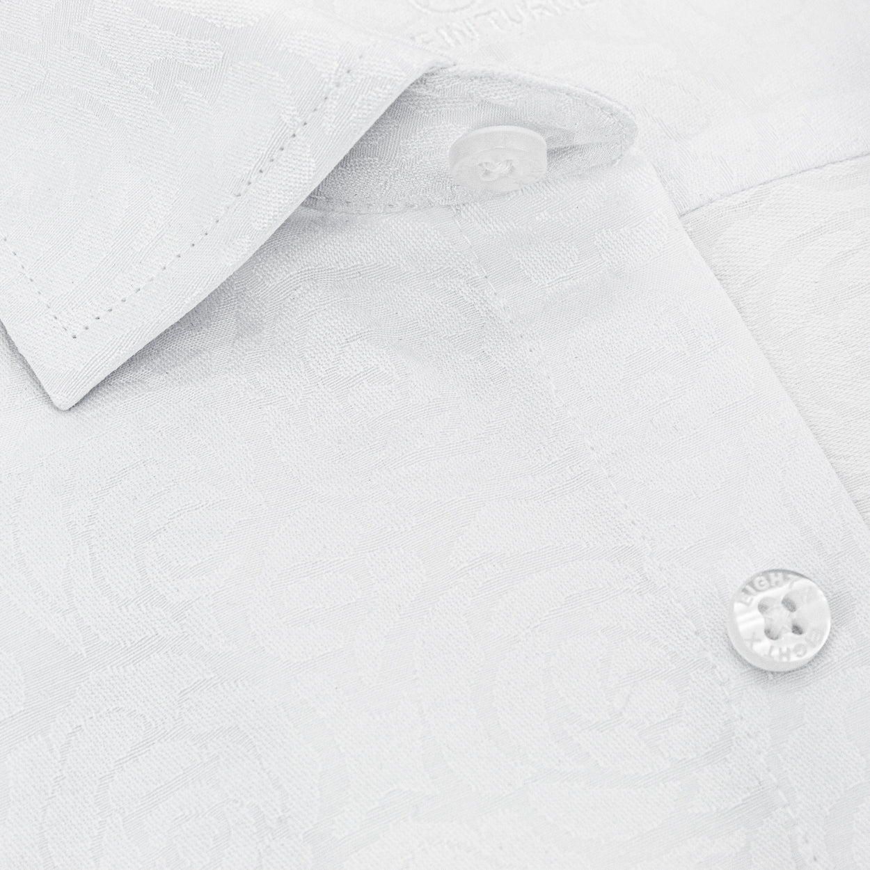 Roses Limited Edition Jacquard Button Down Shirt - White Shirts EightX