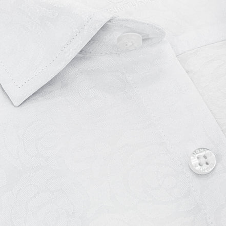 Roses Limited Edition Jacquard Button Down Shirt - White Shirts EightX