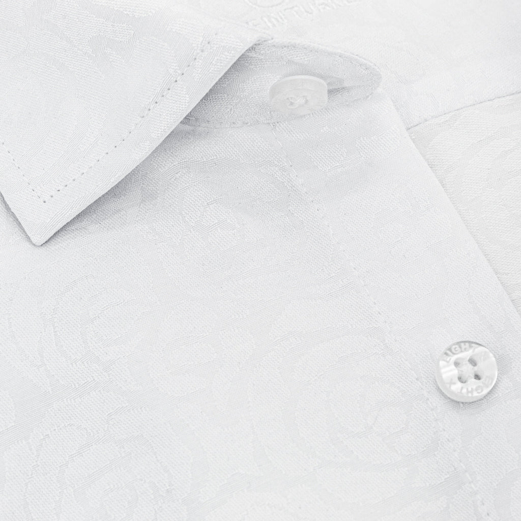Roses Limited Edition Jacquard Button Down Shirt - White Shirts EightX