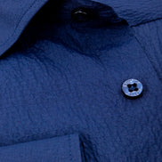 Seersucker Solid Button Down Shirt - Navy Shirts EightX