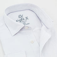 Seersucker Solid Button Down Shirt - White Shirts EightX