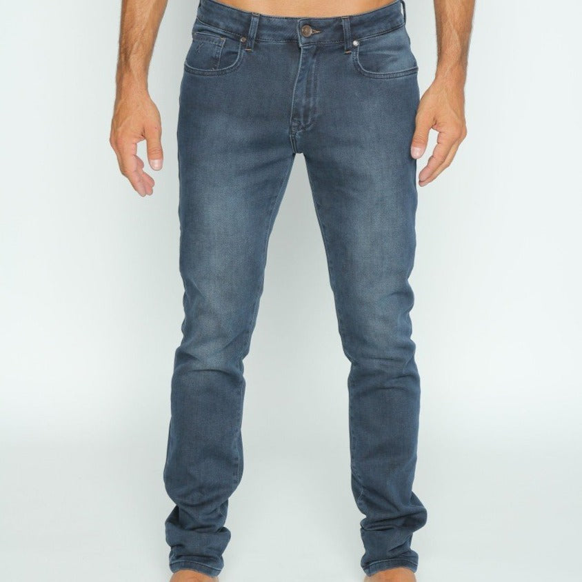 Slim Fit Stretch Faded Dark Denim Jeans #EIG-37 Jeans Eight-X