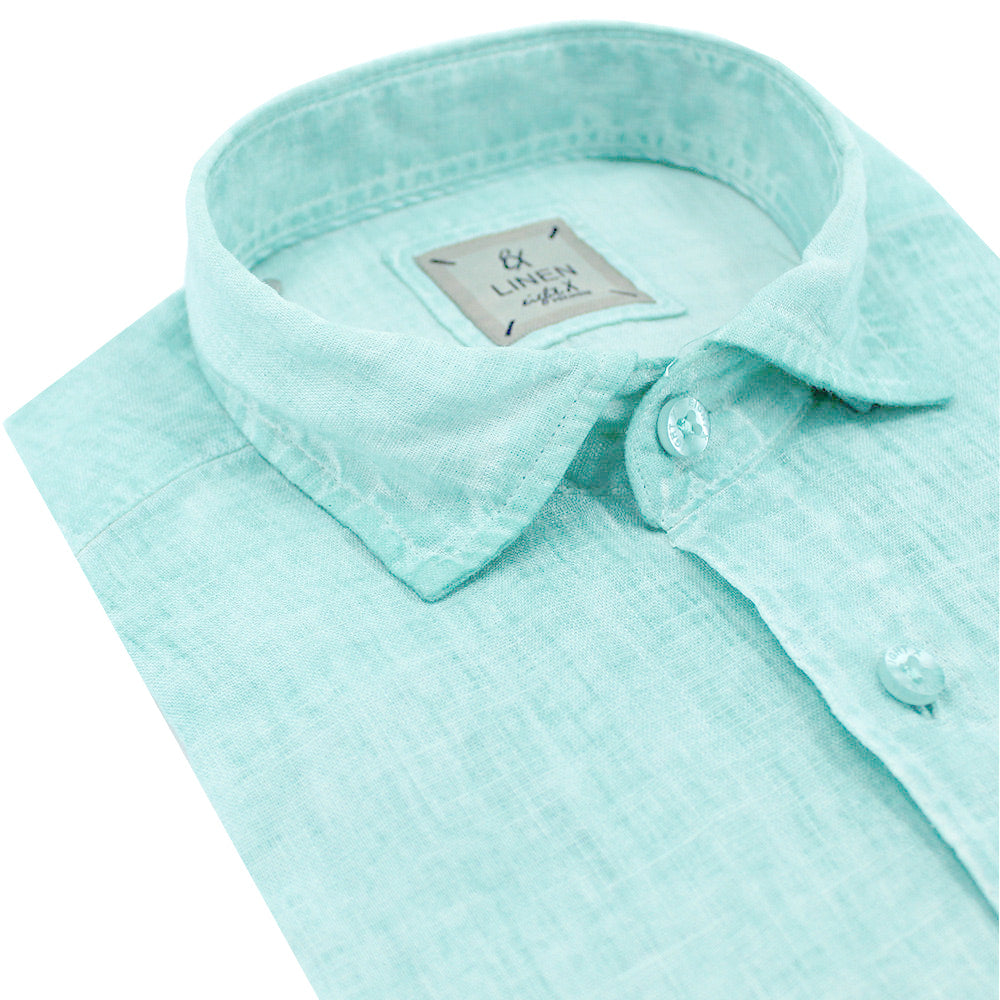Solid Mint Linen Shirt Shirts Eight-X